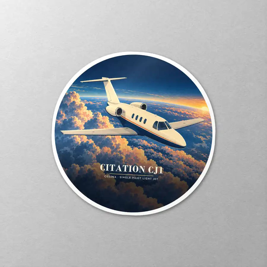 Cessna Citation CJ1+ - 3D - Circle Sticker - Close-up