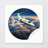 Thumbnail for Cessna Citation CJ1+ - 3D + Name - Circle Sticker - Peel