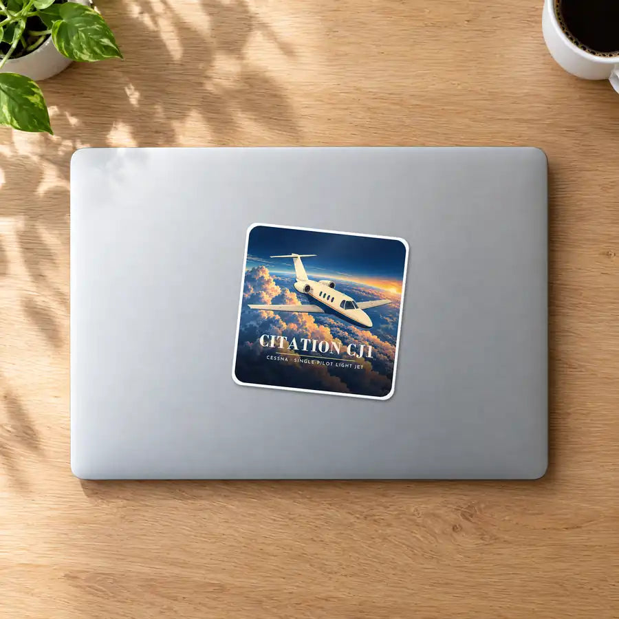 Cessna Citation CJ1+ - 3D - Square Sticker - MacBook