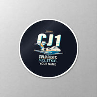 Thumbnail for Cessna Citation CJ1+ - Cartoon + Name - Circle Sticker - Close-up