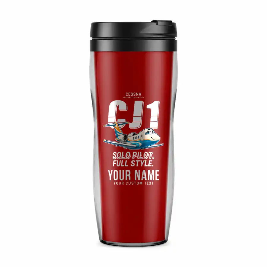Cessna Citation CJ1+ - Cartoon + Name - Plastic (No Holder) - Red