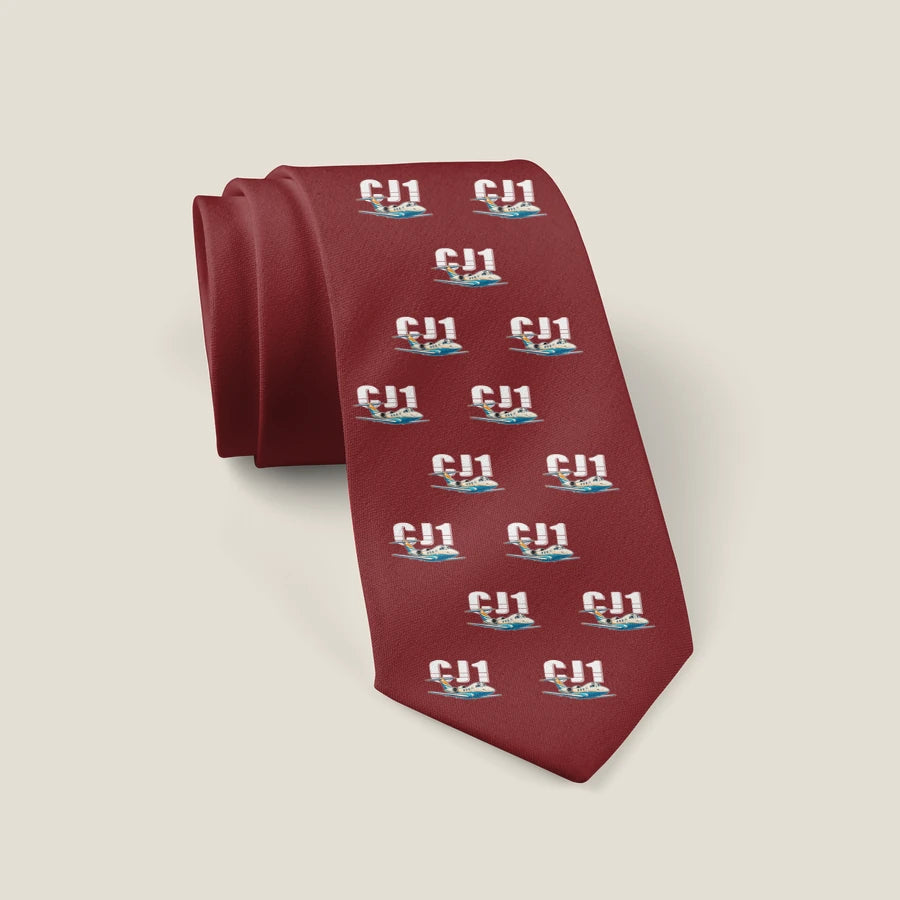 Cessna Citation CJ1+ - Cartoon Pattern - Tie - Dark Red