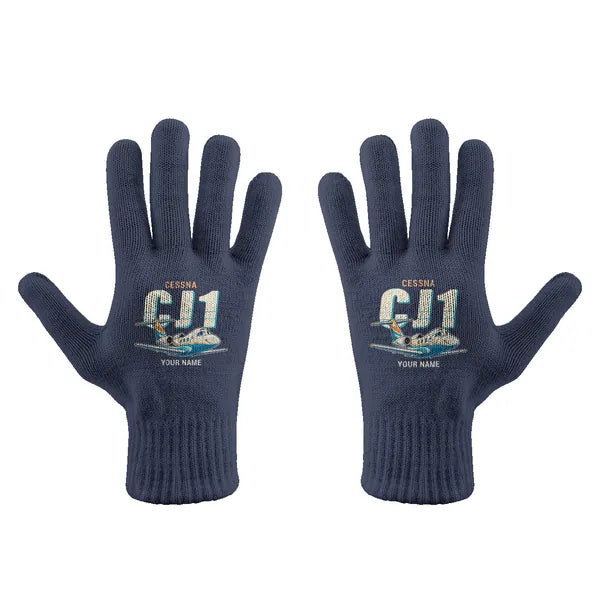 Cessna Citation CJ1+ - Gloves - Full - Cartoon + Name - Navy Blue