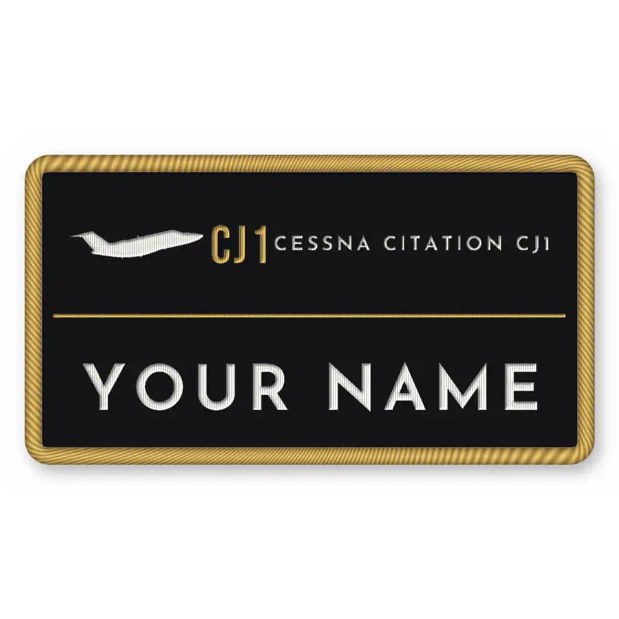 Cessna Citation CJ1+ Patches - Rectangle + Name - Black Gold