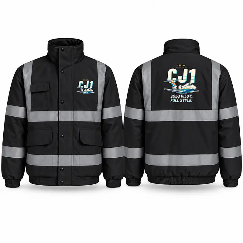 Cessna Citation CJ1+ Reflective Winter Jackets - Cartoon - Black