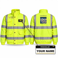 Thumbnail for Cessna Citation CJ1+ Reflective Winter Jackets - Poster + Name - Fluorescent Yellow