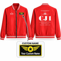 Thumbnail for Cessna Citation CJ1+ Stylish Jackets - Baseball Collar - Heritage + Name - Red