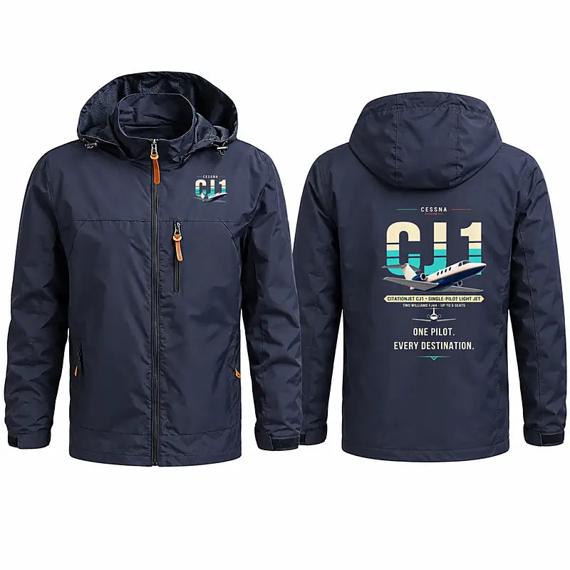 Cessna Citation CJ1+ Stylish Jackets - Hooded Windbreaker - Original - Navy Blue