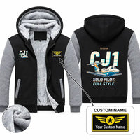 Thumbnail for Cessna Citation CJ1+ Zipped Sweatshirts - Cartoon + Name - Black & Gray