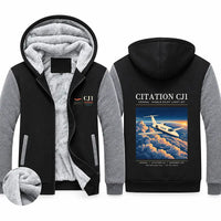 Thumbnail for Cessna Citation CJ1+ Zipped Sweatshirts - Poster - Black & Gray