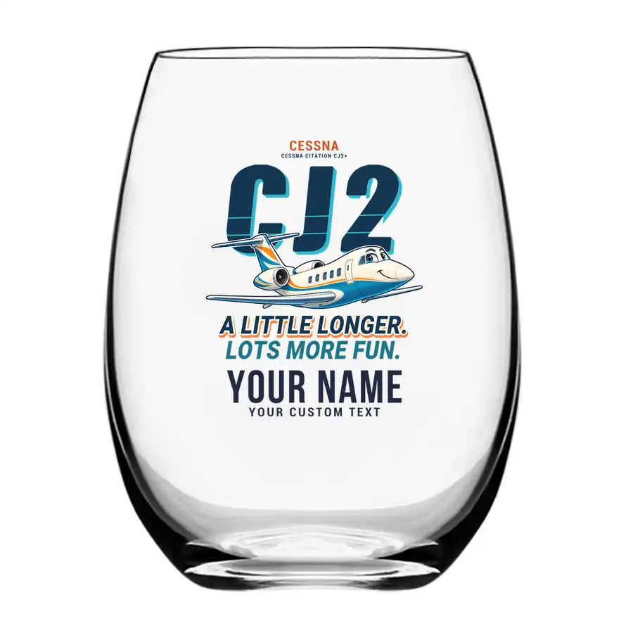 Cessna Citation CJ2+ - Cartoon + Name - Water & Drink Glass