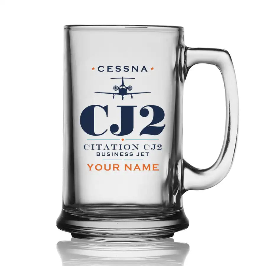Cessna Citation CJ2+ - Heritage + Name - Beer Glass with Holder