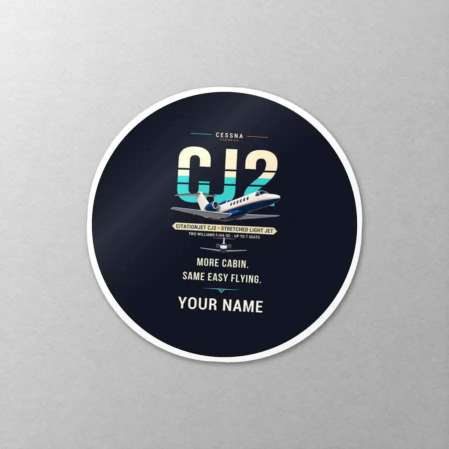 Cessna Citation CJ2+ - Original + Name - Circle Sticker - Close-up
