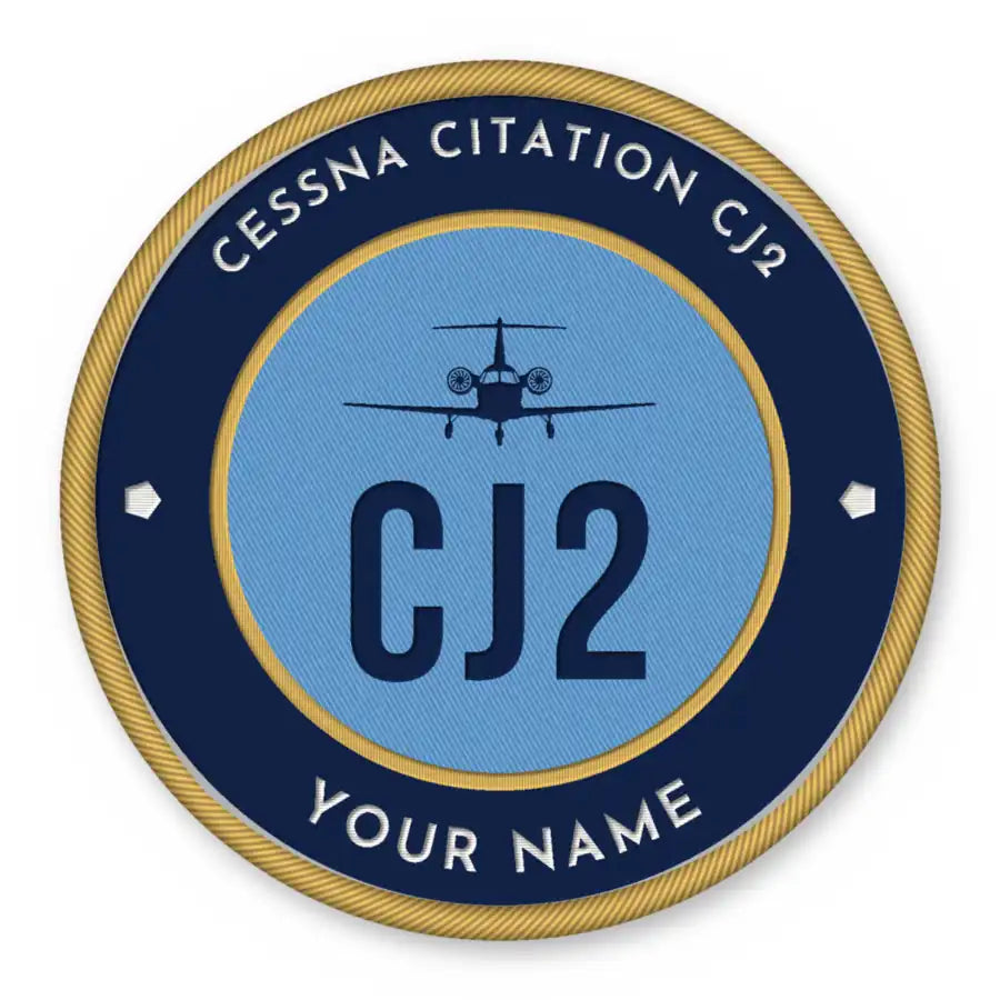 Cessna Citation CJ2+ Patches - Circle + Name - Navy Sky