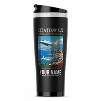 Thumbnail for Cessna Citation CJ2+ - Poster + Name - Stainless Steel (No Holder) - Black