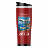 Thumbnail for Cessna Citation CJ2+ - Poster + Name - Stainless Steel (No Holder) - Red