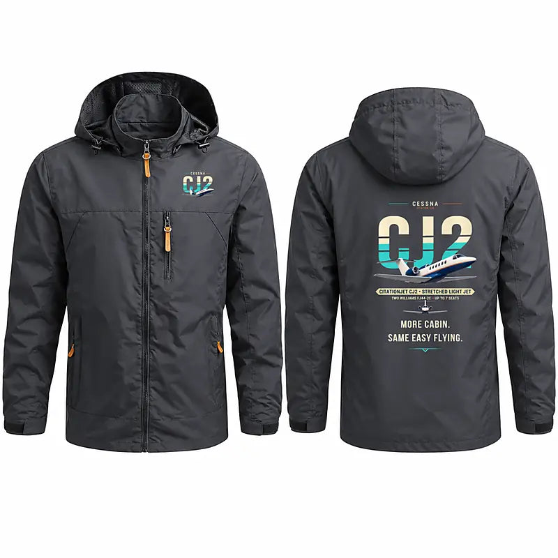 Cessna Citation CJ2+ Stylish Jackets - Hooded Windbreaker - Original - Charcoal