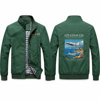 Thumbnail for Cessna Citation CJ2+ Stylish Jackets - Stand Collar - Poster - Green
