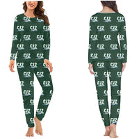 Thumbnail for Cessna Citation CJ2+ - Women Pajamas - Cartoon Pattern - Dark Green