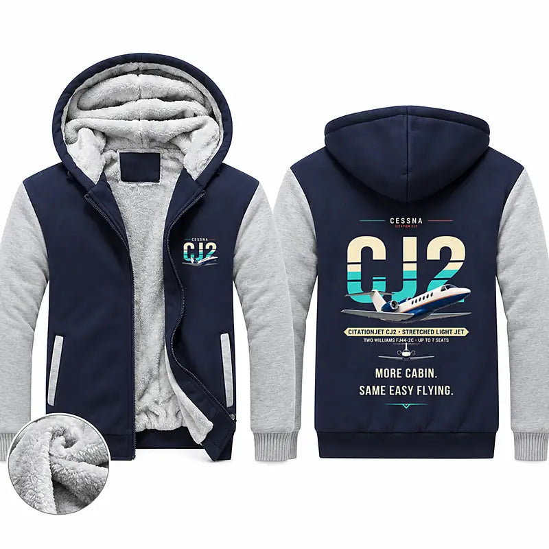 Cessna Citation CJ2+ Zipped Sweatshirts - Original - Navy & Gray