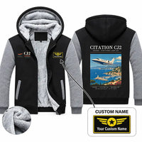 Thumbnail for Cessna Citation CJ2+ Zipped Sweatshirts - Poster + Name - Black & Gray