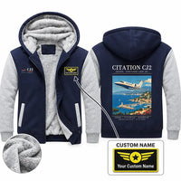 Thumbnail for Cessna Citation CJ2+ Zipped Sweatshirts - Poster + Name - Navy & Gray
