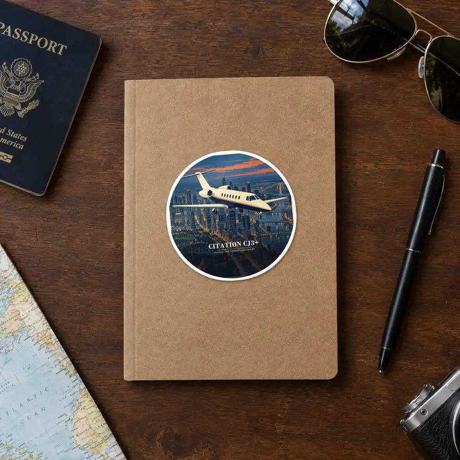 Cessna Citation CJ3+ - 3D - Circle Sticker - Notebook