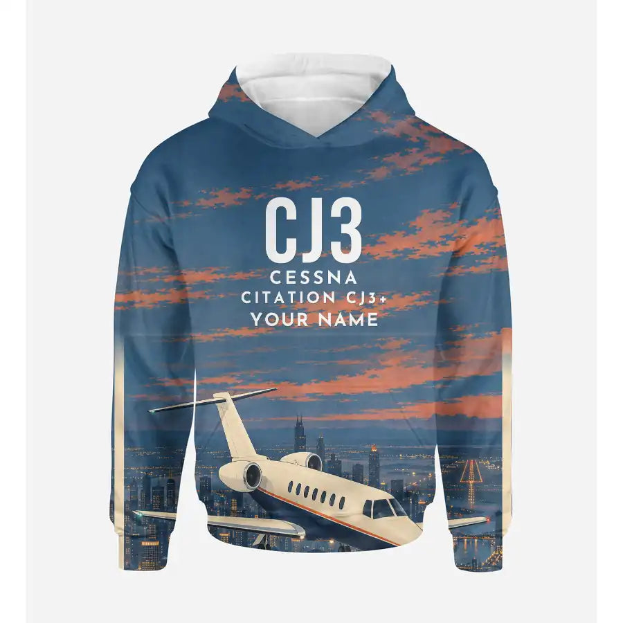 Cessna Citation CJ3+ 3D All-Over Print Clothing - Hoodie - 3D + Name