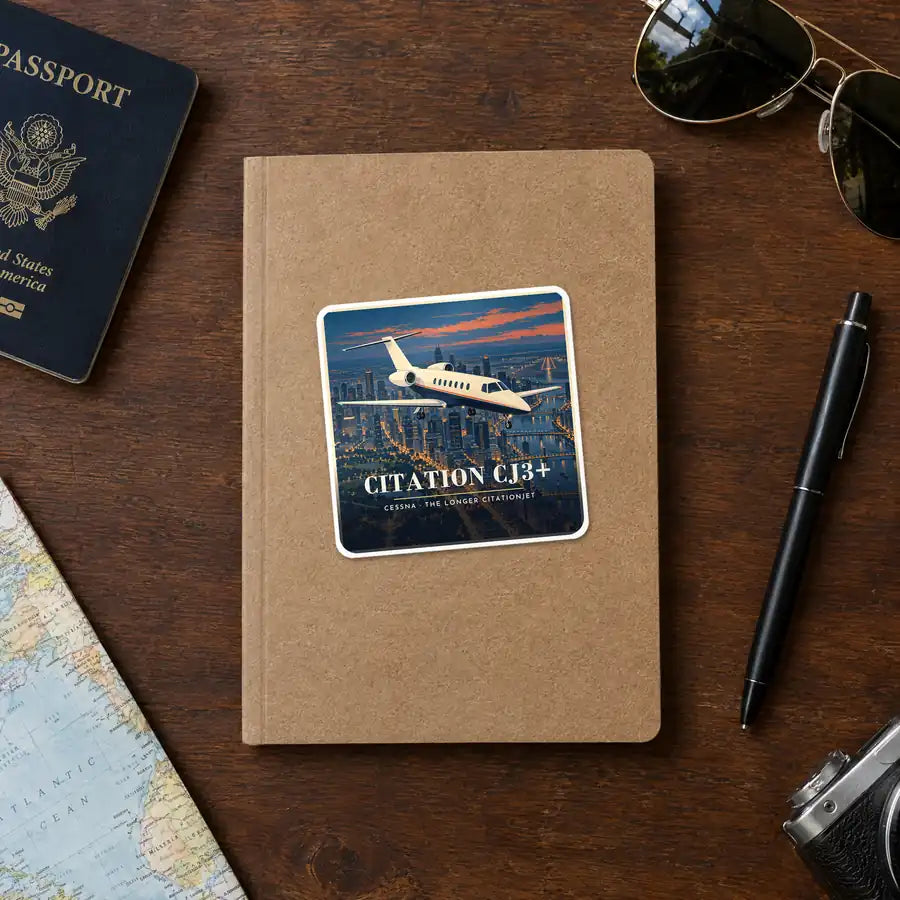 Cessna Citation CJ3+ - 3D - Square Sticker - Notebook
