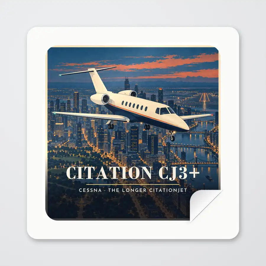 Cessna Citation CJ3+ - 3D - Square Sticker - Peel