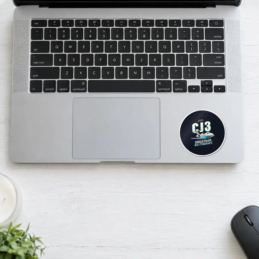 Cessna Citation CJ3+ - Cartoon - Circle Sticker - Laptop