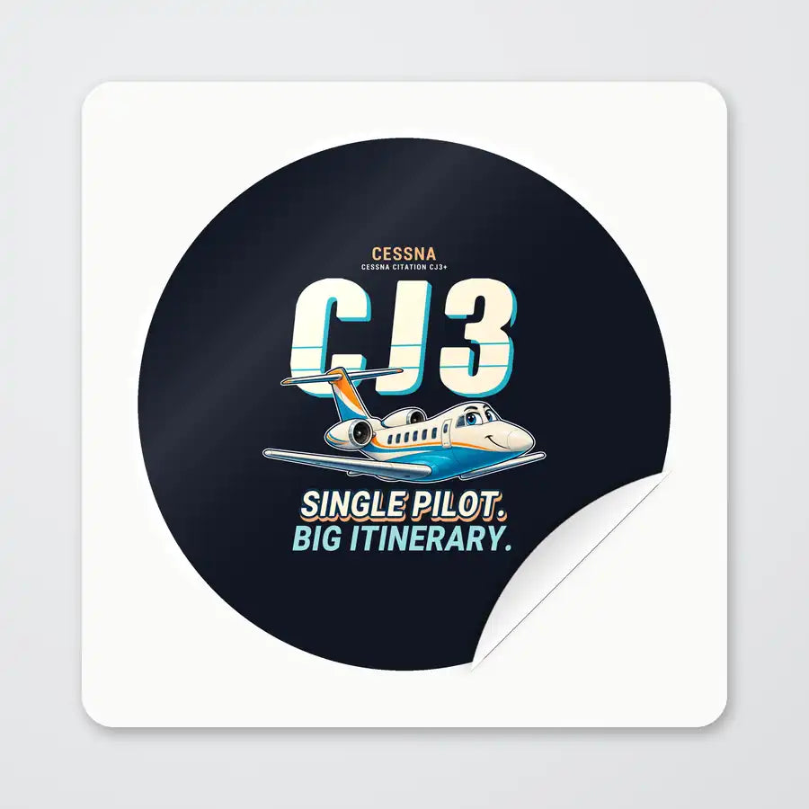 Cessna Citation CJ3+ - Cartoon - Circle Sticker - Peel