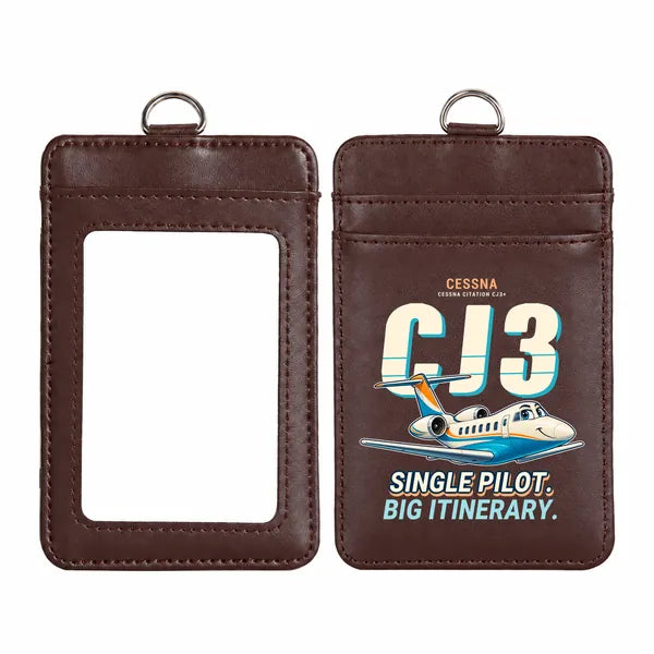 Cessna Citation CJ3+ - Cartoon - ID Card Holder - Dark Brown