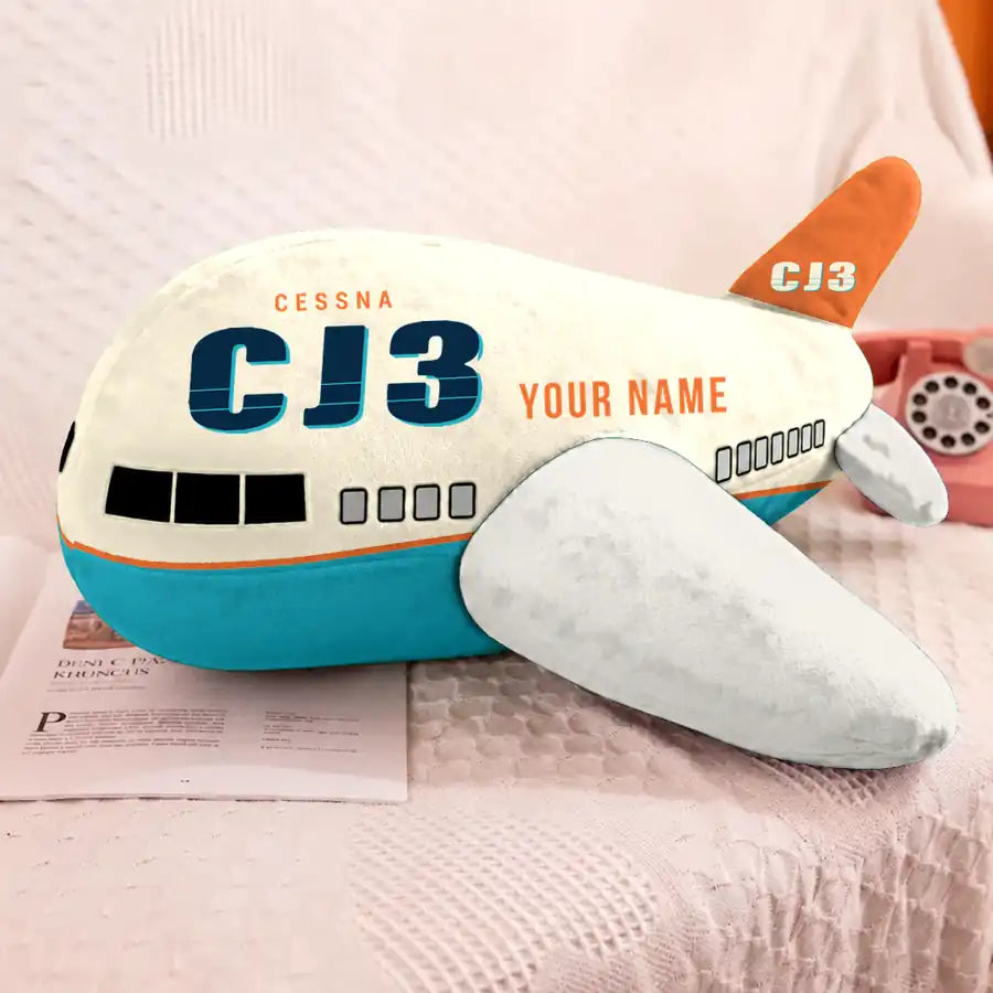 Cessna Citation CJ3+ - Cartoon + Name - Airplane Pillow