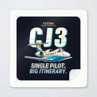 Thumbnail for Cessna Citation CJ3+ - Cartoon - Square Sticker - Peel