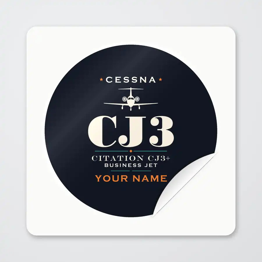 Cessna Citation CJ3+ - Heritage + Name - Circle Sticker - Peel