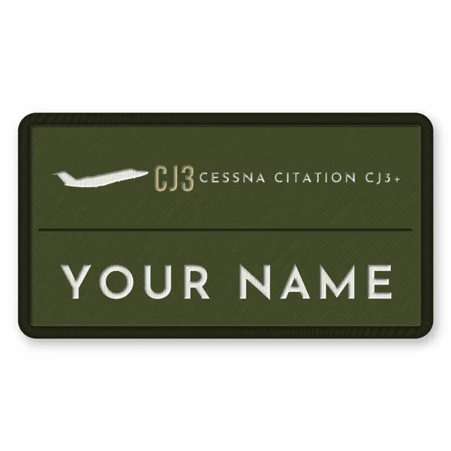 Cessna Citation CJ3+ Patches - Rectangle + Name - Olive Khaki