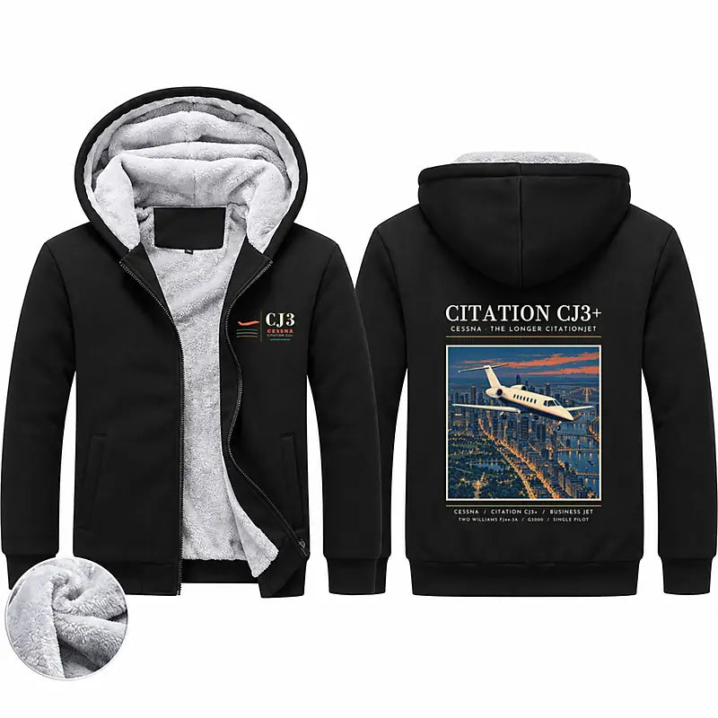 Cessna Citation CJ3+ Zipped Sweatshirts - Poster - Black