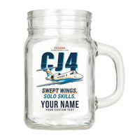Thumbnail for Cessna Citation CJ4 Gen2 - Cartoon + Name - Cocktail Glass (Mason Jar)