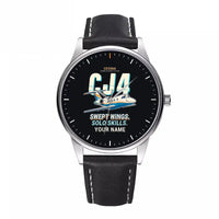 Thumbnail for Cessna Citation CJ4 Gen2 - Cartoon + Name - Leather Strap - Black Leather Strap