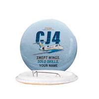 Thumbnail for Cessna Citation CJ4 Gen2 - Cartoon + Name - Pin - Light Blue