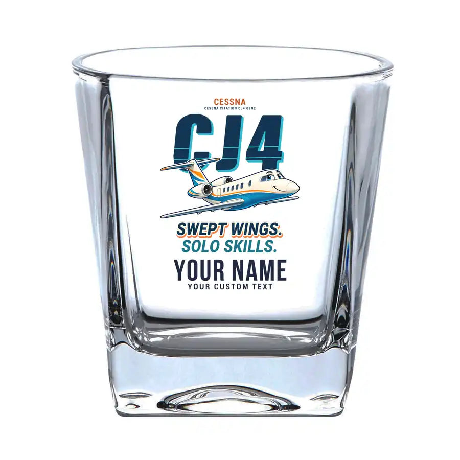 Cessna Citation CJ4 Gen2 - Cartoon + Name - Whiskey Glass