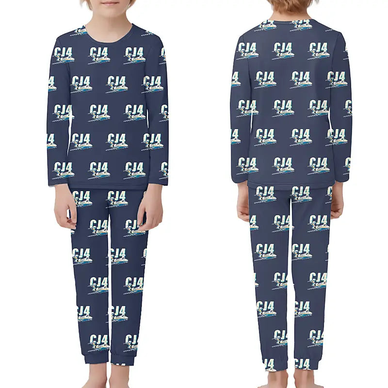 Cessna Citation CJ4 Gen2 - Children Pajamas - Cartoon Pattern - Navy Blue