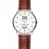 Thumbnail for Cessna Citation CJ4 Gen2 - Classic - White + Name - Leather Strap - Striped Brown Leather Strap