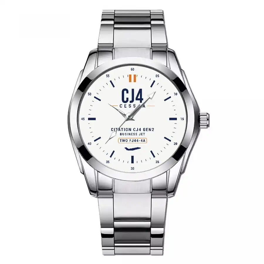 Cessna Citation CJ4 Gen2 - Classic - White - Stainless Steel Band - For Men
