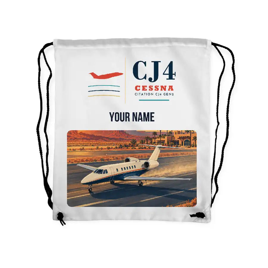 Cessna Citation CJ4 Gen2 - Drawstring Bag - Classic + Name - White