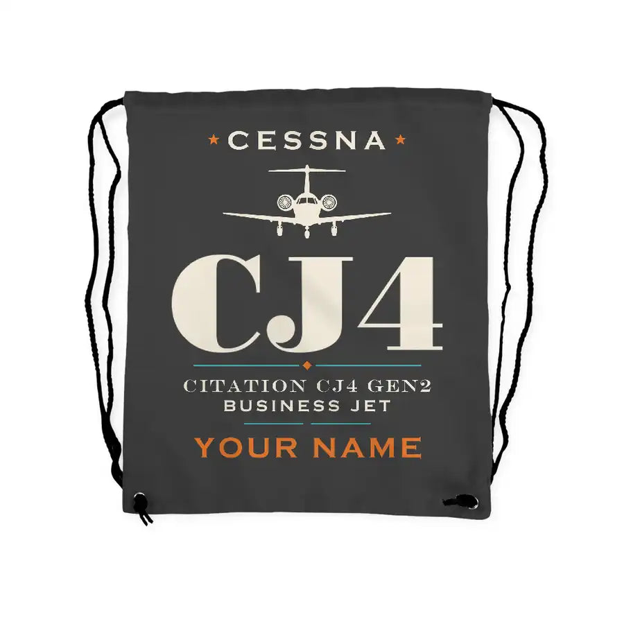 Cessna Citation CJ4 Gen2 - Drawstring Bag - Heritage + Name - Gray