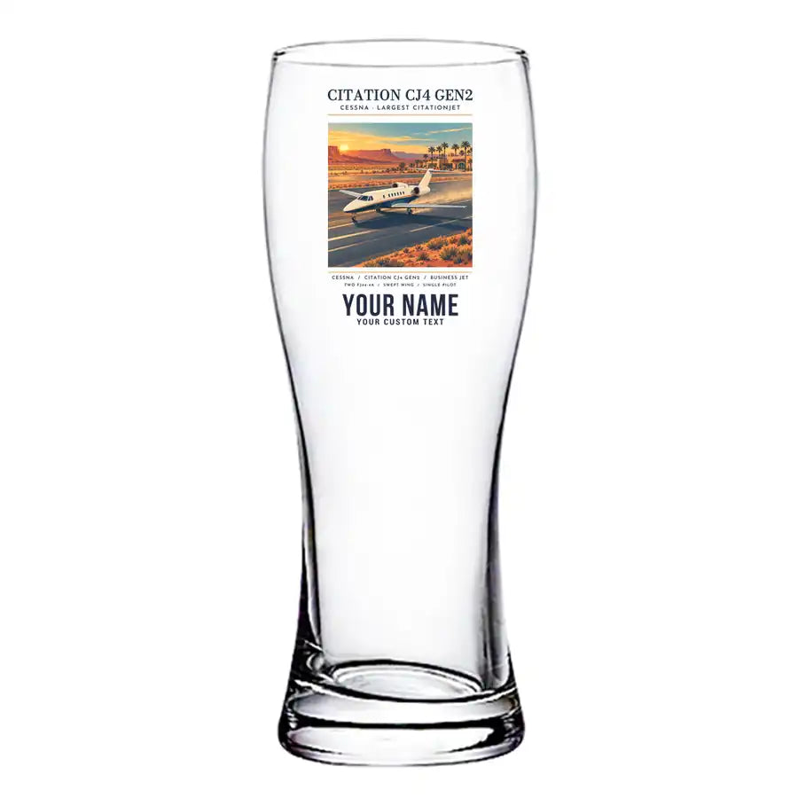 Cessna Citation CJ4 Gen2 - Poster + Name - Pilsner Beer Glass