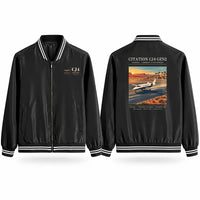 Thumbnail for Cessna Citation CJ4 Gen2 Stylish Jackets - Baseball Collar - Poster - Black