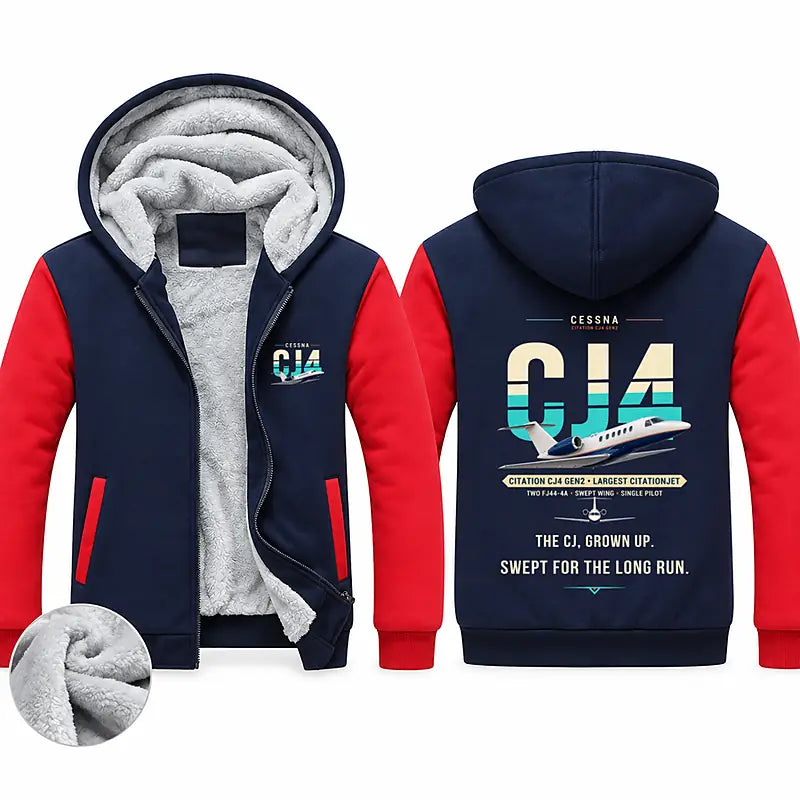 Cessna Citation CJ4 Gen2 Zipped Sweatshirts - Original - Navy & Red